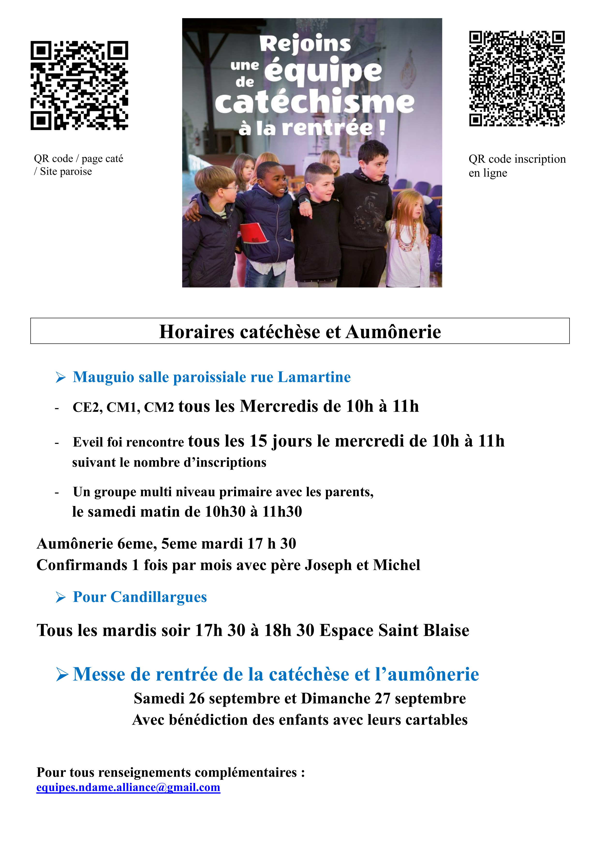Affiche Horaire catéchèse2026 27